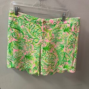 Lilly Pulitzer Darci Pink and Green Tropical Print Shorts